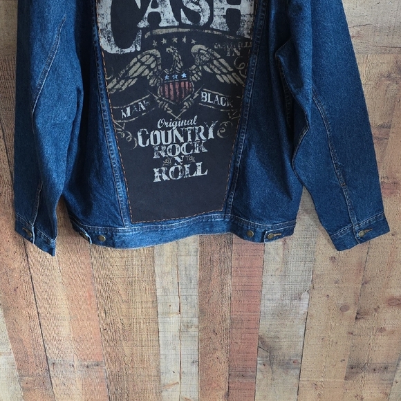 Upcycled Wrangler Johnny Cash Blue Denim Jacket - Picture 10 of 10